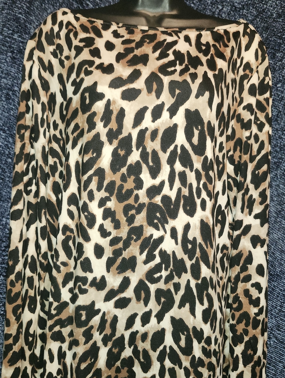 Leopard Print Boatneck Top in Black, Brown & Cream
